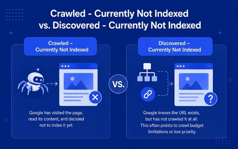 Crawled - Currently Not Indexed vs. Discovered