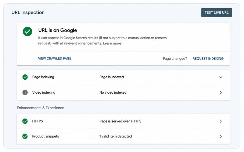 Inspect the URL in Google Search Console