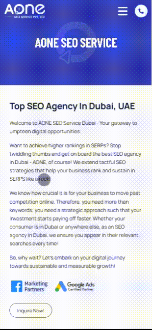 Mobile optimized website
